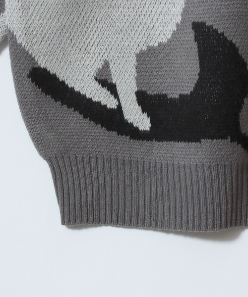 SITRY（シトリー）の「Cat Camouflage Pattern Double Jacquard Knit Pullover/猫 カモフラ  オーバーサイズ ダブルジャガード ニット セーター（ニット/セーター・メンズ・グレー系その他/ベージュ系その他/グリーン系その他・M/L/LL）」の13枚目の写真