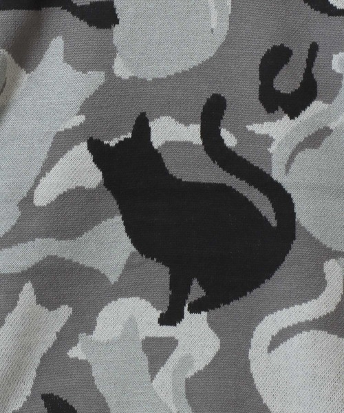 SITRY（シトリー）の「Cat Camouflage Pattern Double Jacquard Knit Pullover/猫 カモフラ  オーバーサイズ ダブルジャガード ニット セーター（ニット/セーター・メンズ・グレー系その他/ベージュ系その他/グリーン系その他・M/L/LL）」の4枚目の写真
