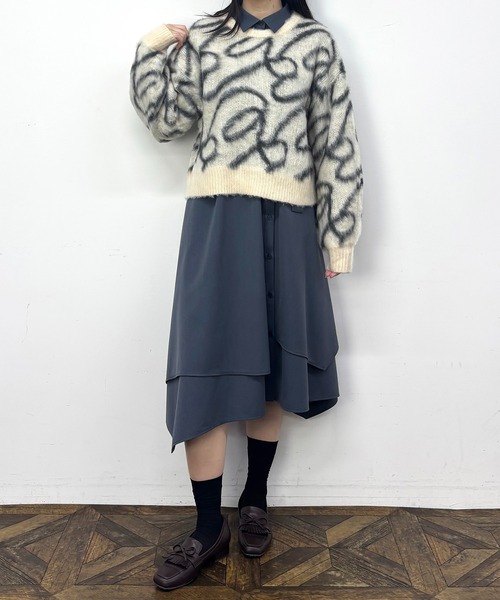 NICOLE CLUB(ニコル クラブ)の「シャギージャガードプルオーバー(ニット/セーター・レディース・アイボリー/ブルー/チャコール・FREE)」の14枚目の写真