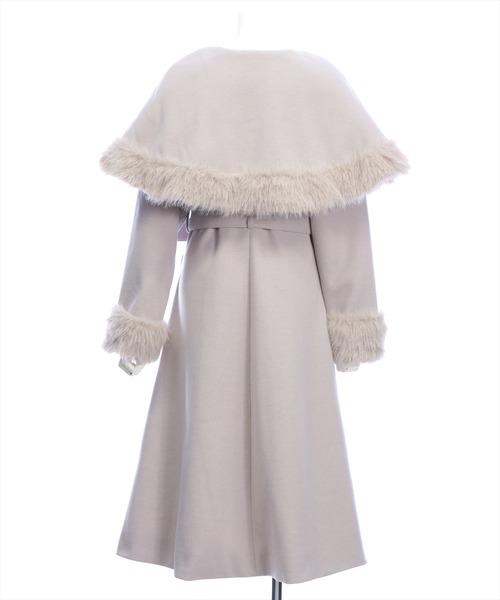 セール】ファー付き2wayケープロングコート[大人 フェミニン 上品