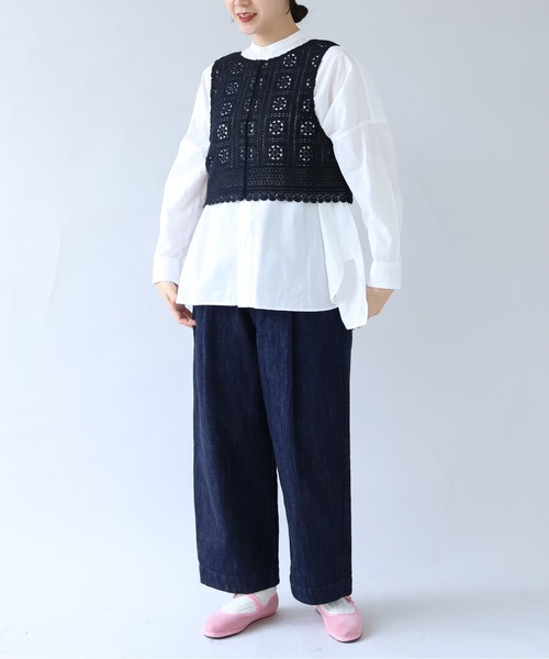 yuni(ユニ )の「コットンレース 2way ビスチェ(ベスト・レディース・ホワイト/ブラック・FREE)」の7枚目の写真