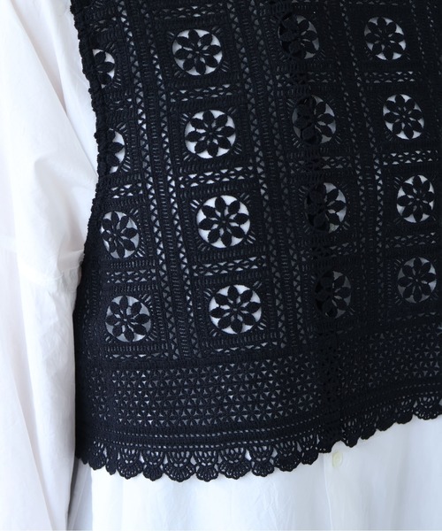 yuni(ユニ )の「コットンレース 2way ビスチェ(ベスト・レディース・ホワイト/ブラック・FREE)」の14枚目の写真