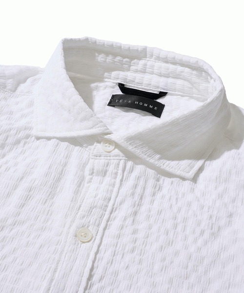 TETE HOMME(テットオム)の「シンセティックドビーサッカーシャツ(Tシャツ/カットソー・メンズ・レモンイエロー/ネイビー/ホワイト・MEDIUM/LARGE/X-LARGE)」の7枚目の写真