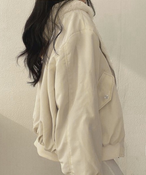 Miniministore(ミニミニストア)の「リバーシブルボアパーカージャケット韓国風(その他アウター・レディース・ブラック/ブルーグレー/アイボリー/カーキ・FREE)」の6枚目の写真