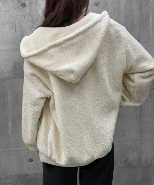 Miniministore(ミニミニストア)の「リバーシブルボアパーカージャケット韓国風(その他アウター・レディース・ブラック/ブルーグレー/アイボリー/カーキ・FREE)」の8枚目の写真