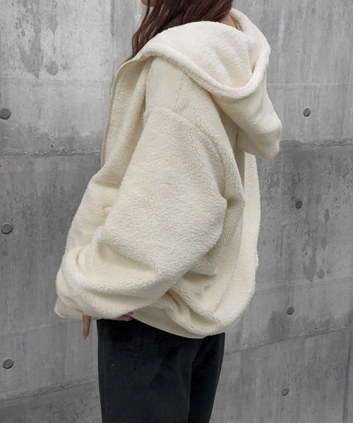 Miniministore(ミニミニストア)の「リバーシブルボアパーカージャケット韓国風(その他アウター・レディース・ブラック/ブルーグレー/アイボリー/カーキ・FREE)」の9枚目の写真