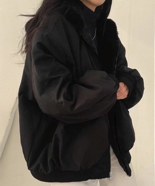 Miniministore(ミニミニストア)の「リバーシブルボアパーカージャケット韓国風(その他アウター・レディース・ブラック/ブルーグレー/アイボリー/カーキ・FREE)」の10枚目の写真