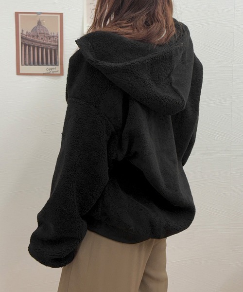 Miniministore(ミニミニストア)の「リバーシブルボアパーカージャケット韓国風(その他アウター・レディース・ブラック/ブルーグレー/アイボリー/カーキ・FREE)」の12枚目の写真