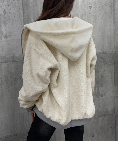 Miniministore(ミニミニストア)の「リバーシブルボアパーカージャケット韓国風(その他アウター・レディース・ブラック/ブルーグレー/アイボリー/カーキ・FREE)」の19枚目の写真