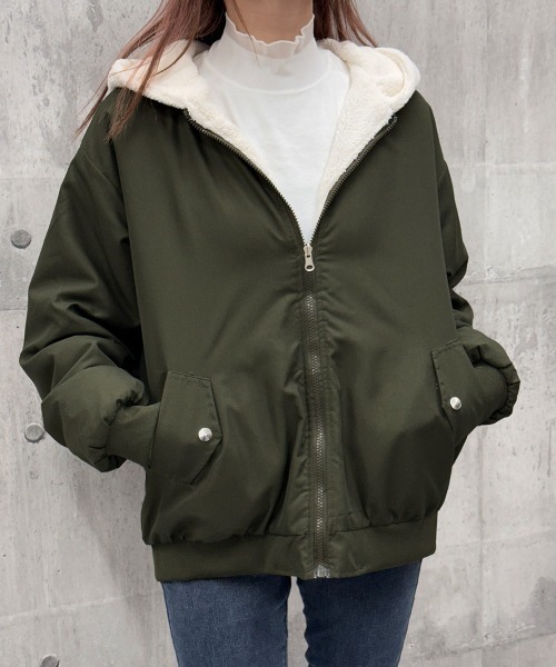 Miniministore(ミニミニストア)の「リバーシブルボアパーカージャケット韓国風(その他アウター・レディース・ブラック/ブルーグレー/アイボリー/カーキ・FREE)」の20枚目の写真