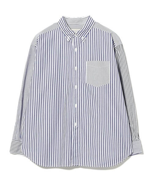 BEAMS BOY(ビームスボーイ)の「ストライプ クレイジー ボタンダウン ロングスリーブ(シャツ/ブラウス・レディース・ブラック/ブラウン/ネイビー・1/2)」の3枚目の写真