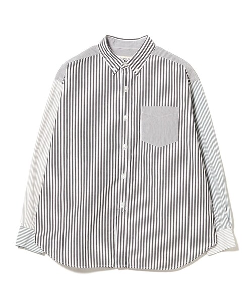 BEAMS BOY(ビームスボーイ)の「ストライプ クレイジー ボタンダウン ロングスリーブ(シャツ/ブラウス・レディース・ブラック/ブラウン/ネイビー・1/2)」の2枚目の写真