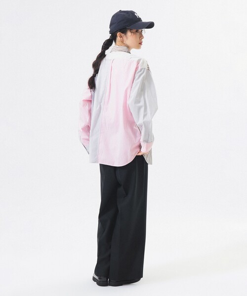 BEAMS BOY(ビームスボーイ)の「ストライプ クレイジー ボタンダウン ロングスリーブ(シャツ/ブラウス・レディース・ブラック/ブラウン/ネイビー・1/2)」の16枚目の写真