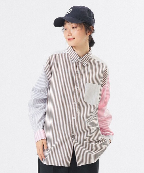 BEAMS BOY(ビームスボーイ)の「ストライプ クレイジー ボタンダウン ロングスリーブ(シャツ/ブラウス・レディース・ブラック/ブラウン/ネイビー・1/2)」の18枚目の写真