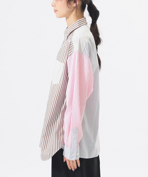 BEAMS BOY(ビームスボーイ)の「ストライプ クレイジー ボタンダウン ロングスリーブ(シャツ/ブラウス・レディース・ブラック/ブラウン/ネイビー・1/2)」の20枚目の写真