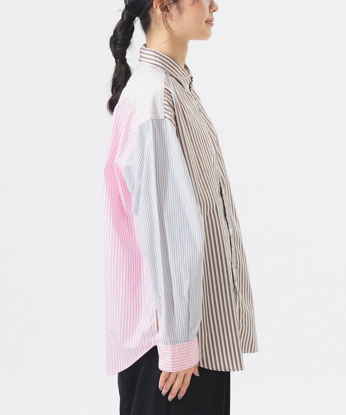 BEAMS BOY(ビームスボーイ)の「ストライプ クレイジー ボタンダウン ロングスリーブ(シャツ/ブラウス・レディース・ブラック/ブラウン/ネイビー・1/2)」の22枚目の写真