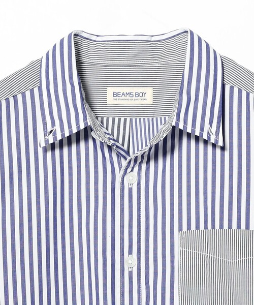 BEAMS BOY(ビームスボーイ)の「ストライプ クレイジー ボタンダウン ロングスリーブ(シャツ/ブラウス・レディース・ブラック/ブラウン/ネイビー・1/2)」の8枚目の写真