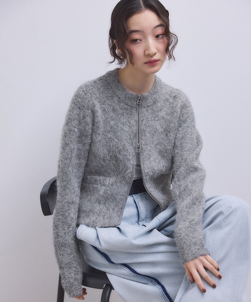 WEB限定】フラッフィージップショートカーディガン（カーディガン