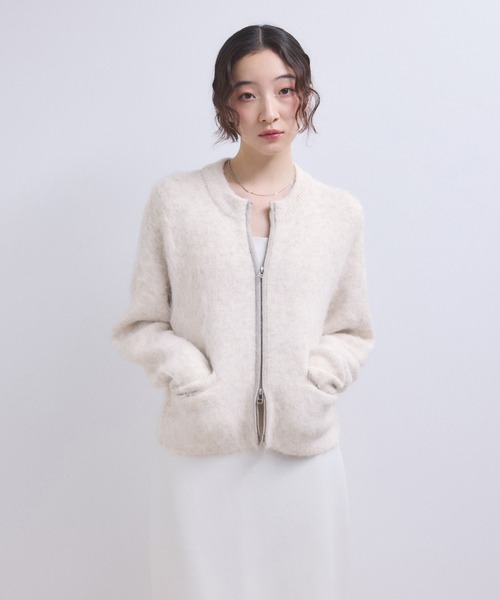 ADAM ET ROPE'（アダムエロペ）の「【WEB限定】フラッフィージップショートカーディガン（カーディガン/ボレロ・レディース・ダークブラウン/キナリ/イエロー/グレー・FREE）」の2枚目の写真