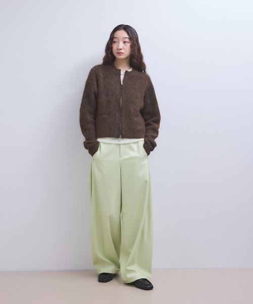 ADAM ET ROPE'（アダムエロペ）の「【WEB限定】フラッフィージップショートカーディガン（カーディガン/ボレロ・レディース・ダークブラウン/キナリ/イエロー/グレー・FREE）」の7枚目の写真