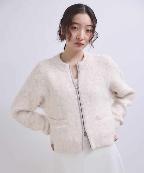 ADAM ET ROPE'（アダムエロペ）の「【WEB限定】フラッフィージップショートカーディガン（カーディガン/ボレロ・レディース・ダークブラウン/キナリ/イエロー/グレー・FREE）」の9枚目の写真