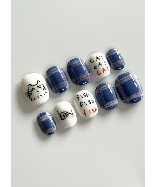 tone（トーン）の「【butter up】はらぺこねこのネイルチップ(MA)（ネイルシール/ネイルチップ・レディース・ブルー・SMALL/MEDIUM/LARGE）」の3枚目の写真