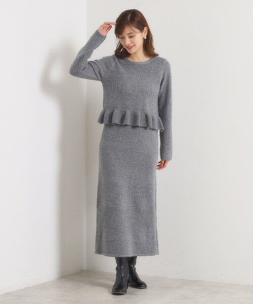 ITS'DEMO（イッツデモ）の「【手洗い可／セットアップ可】柄編みニットスカート（スカート・レディース・ブラック/チャコールグレー・00）」の4枚目の写真