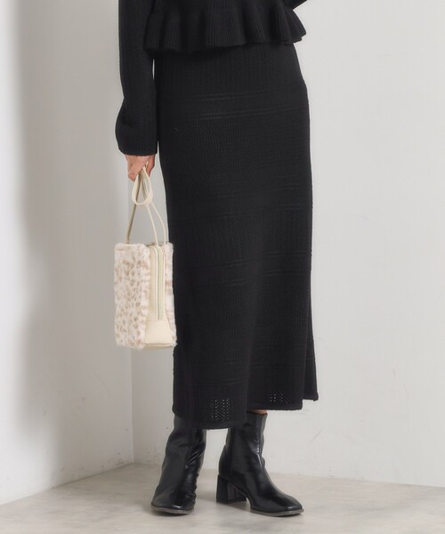 ITS'DEMO（イッツデモ）の「【手洗い可／セットアップ可】柄編みニットスカート（スカート・レディース・ブラック/チャコールグレー・00）」の7枚目の写真