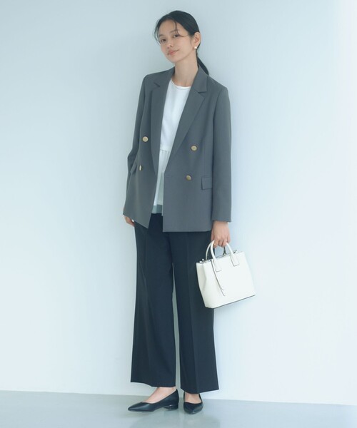 green label relaxing（グリーンレーベルリラクシング）の「［size SHORT/TALLあり］パウドレ ワイド パンツ ウォッシャブル ストレッチ（スラックス・レディース・ネイビー/ブラック・TALL/46/44/42/40/38/36/34/SHORT）」の22枚目の写真