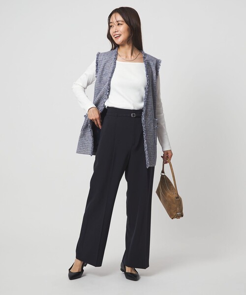 green label relaxing（グリーンレーベルリラクシング）の「［size SHORT/TALLあり］パウドレ ワイド パンツ ウォッシャブル ストレッチ（スラックス・レディース・ネイビー/ブラック・TALL/46/44/42/40/38/36/34/SHORT）」の22枚目の写真