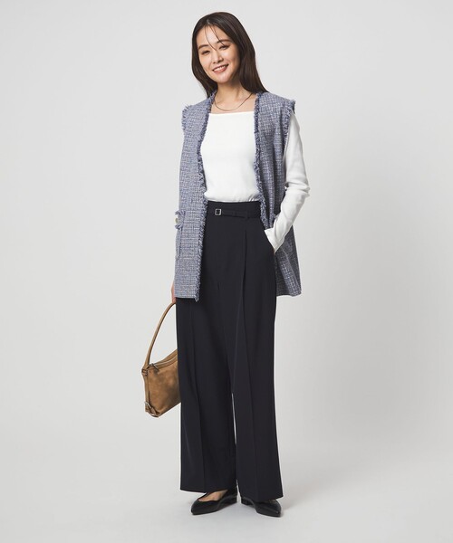 green label relaxing（グリーンレーベルリラクシング）の「［size SHORT/TALLあり］パウドレ ワイド パンツ ウォッシャブル ストレッチ（スラックス・レディース・ネイビー/ブラック・TALL/46/44/42/40/38/36/34/SHORT）」の21枚目の写真