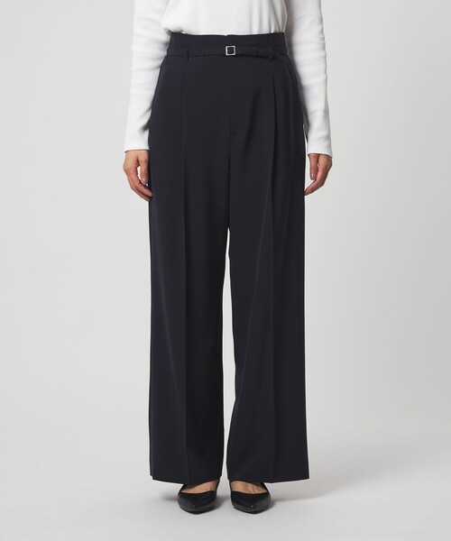 green label relaxing（グリーンレーベルリラクシング）の「［size SHORT/TALLあり］パウドレ ワイド パンツ ウォッシャブル ストレッチ（スラックス・レディース・ネイビー/ブラック・TALL/46/44/42/40/38/36/34/SHORT）」の16枚目の写真