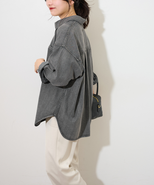 JOURNAL STANDARD relume（ジャーナルスタンダード　レリューム）の「《WEB限定追加2》デニムプルオーバーシャツ（シャツ/ブラウス・レディース・ブラック/ネイビー・FREE）」の10枚目の写真