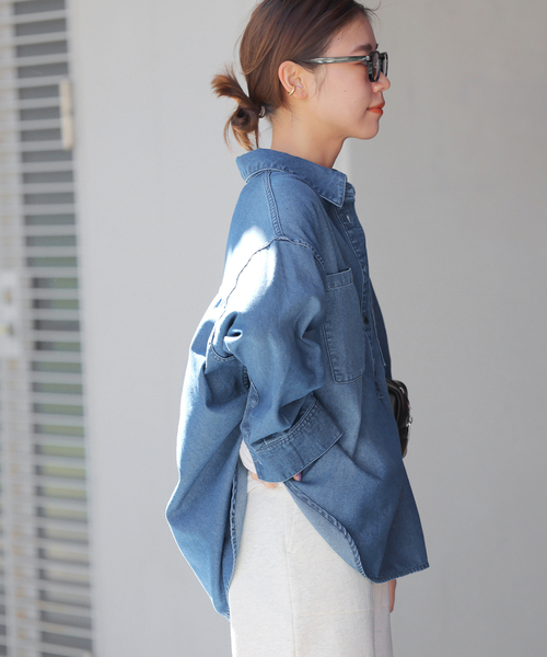 JOURNAL STANDARD relume（ジャーナルスタンダード　レリューム）の「《WEB限定追加2》デニムプルオーバーシャツ（シャツ/ブラウス・レディース・ブラック/ネイビー・FREE）」の18枚目の写真