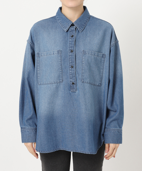 JOURNAL STANDARD relume（ジャーナルスタンダード　レリューム）の「《WEB限定追加2》デニムプルオーバーシャツ（シャツ/ブラウス・レディース・ブラック/ネイビー・FREE）」の19枚目の写真
