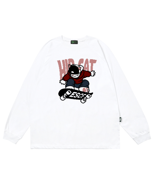 ESCAPEFROM(エスケープフロム)の「ヒップキャットスケートボードプリントロングスリーブホワイト(Tシャツ/カットソー・レディース・その他・MEDIUM/LARGE/SMALL)」の5枚目の写真