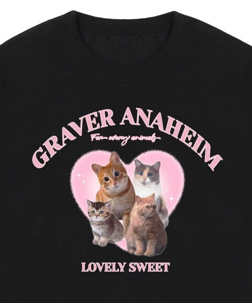 GRAVER（グレーバー）の「[ユニセックス]4 ラブリーキャット 半袖Tシャツ_ブラック（Tシャツ/カットソー・レディース・ブラック・SMALL/MEDIUM/LARGE/X-LARGE）」の3枚目の写真