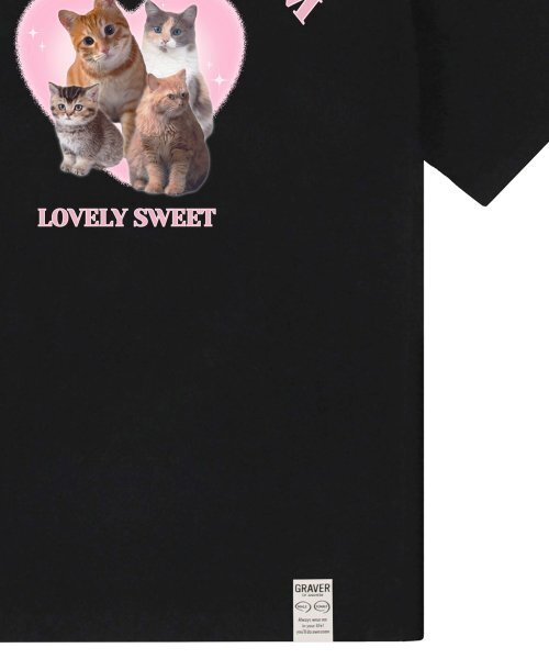 GRAVER（グレーバー）の「[ユニセックス]4 ラブリーキャット 半袖Tシャツ_ブラック（Tシャツ/カットソー・レディース・ブラック・SMALL/MEDIUM/LARGE/X-LARGE）」の4枚目の写真