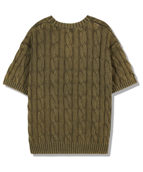 GUBIN（グビン）の「[シーズンオフ] ケーブルウォッシング半袖ニット - カーキ（Tシャツ/カットソー・レディース・その他・SMALL/MEDIUM/LARGE）」の3枚目の写真