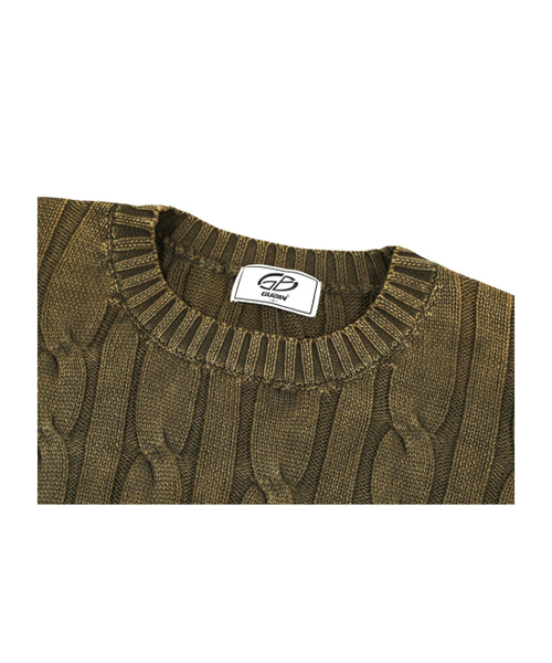 GUBIN（グビン）の「[シーズンオフ] ケーブルウォッシング半袖ニット - カーキ（Tシャツ/カットソー・レディース・その他・SMALL/MEDIUM/LARGE）」の4枚目の写真