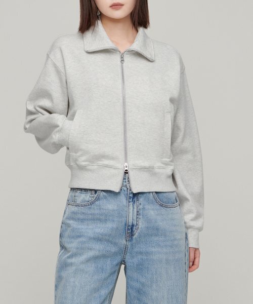 MUSINSA STANDARD WOMAN（ムシンサスタンダードウーマン）の「ウィメンズフラットテリー ハイネックスウェットジップアップ [メランジライトグレー]（スウェット・レディース・その他・X-SMALL/SMALL/MEDIUM/LARGE）」の3枚目の写真