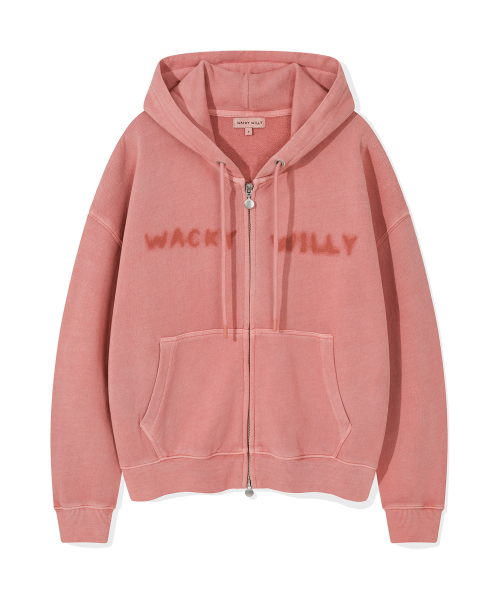 Wacky WiLLy(ワッキーウィリー)の「ウィメンズピグメントウォッシングフードジップアップピンク(パーカー・レディース・その他・F)」の2枚目の写真