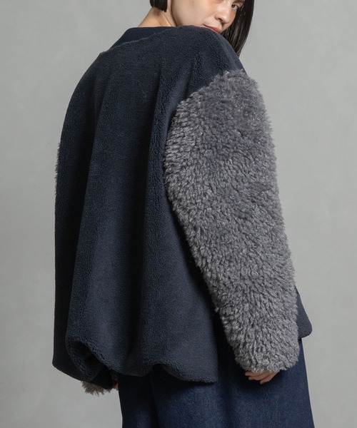 MARECHAL TERRE（マルシャルテル）の「ボアコンビネーションブルゾン（ブルゾン・レディース・ブラック/チャコールグレー/ブラウン/ネイビー・MEDIUM）」の7枚目の写真