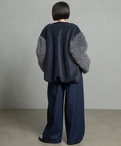 MARECHAL TERRE（マルシャルテル）の「ボアコンビネーションブルゾン（ブルゾン・レディース・ブラック/チャコールグレー/ブラウン/ネイビー・MEDIUM）」の8枚目の写真