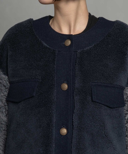 MARECHAL TERRE（マルシャルテル）の「ボアコンビネーションブルゾン（ブルゾン・レディース・ブラック/チャコールグレー/ブラウン/ネイビー・MEDIUM）」の11枚目の写真