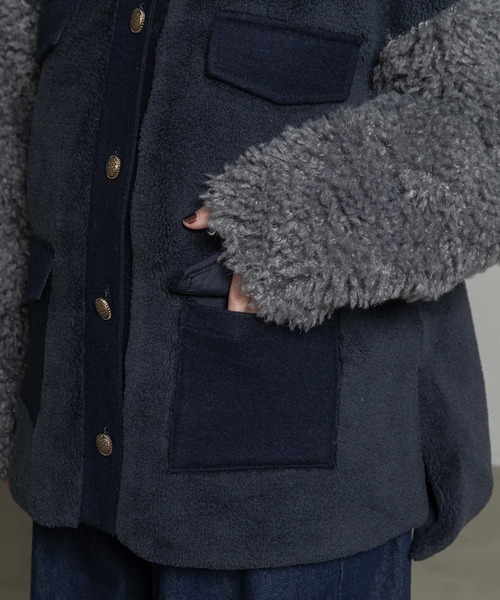 MARECHAL TERRE（マルシャルテル）の「ボアコンビネーションブルゾン（ブルゾン・レディース・ブラック/チャコールグレー/ブラウン/ネイビー・MEDIUM）」の13枚目の写真