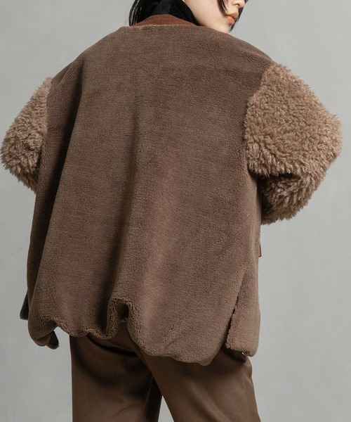 MARECHAL TERRE（マルシャルテル）の「ボアコンビネーションブルゾン（ブルゾン・レディース・ブラック/チャコールグレー/ブラウン/ネイビー・MEDIUM）」の18枚目の写真