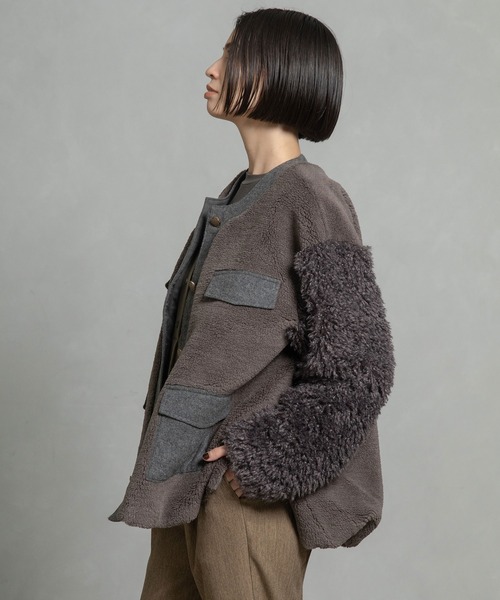 MARECHAL TERRE（マルシャルテル）の「ボアコンビネーションブルゾン（ブルゾン・レディース・ブラック/チャコールグレー/ブラウン/ネイビー・MEDIUM）」の22枚目の写真