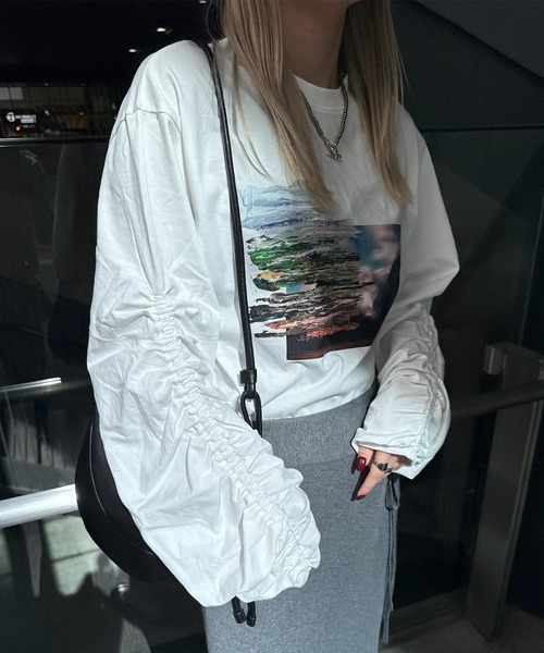 AMERI⭐︎UND OIL PAINTING GATHER TOP UND OIL PAINTING GATHER TOP（Tシャツ/カットソー）｜Ameri（アメリ