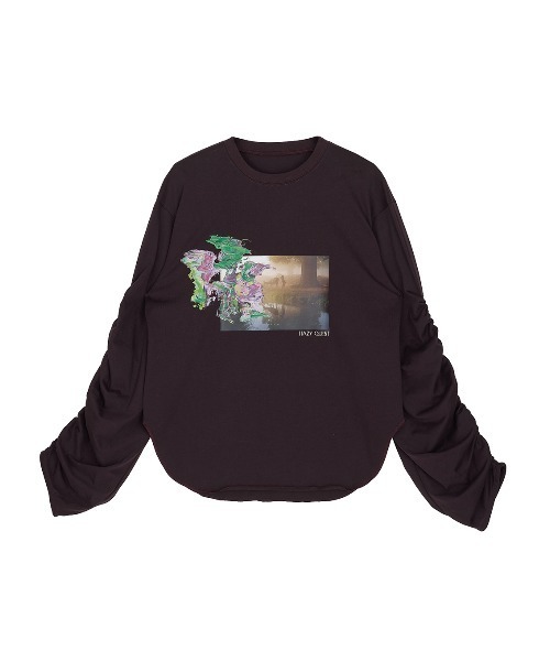 Ameri（アメリ）の「UND OIL PAINTING GATHER TOP（Tシャツ/カットソー